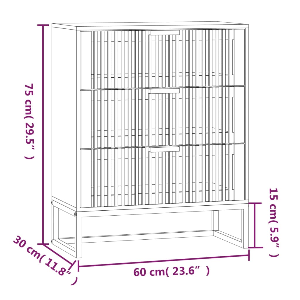 Dressoir 60x30x75 cm bewerkt hout