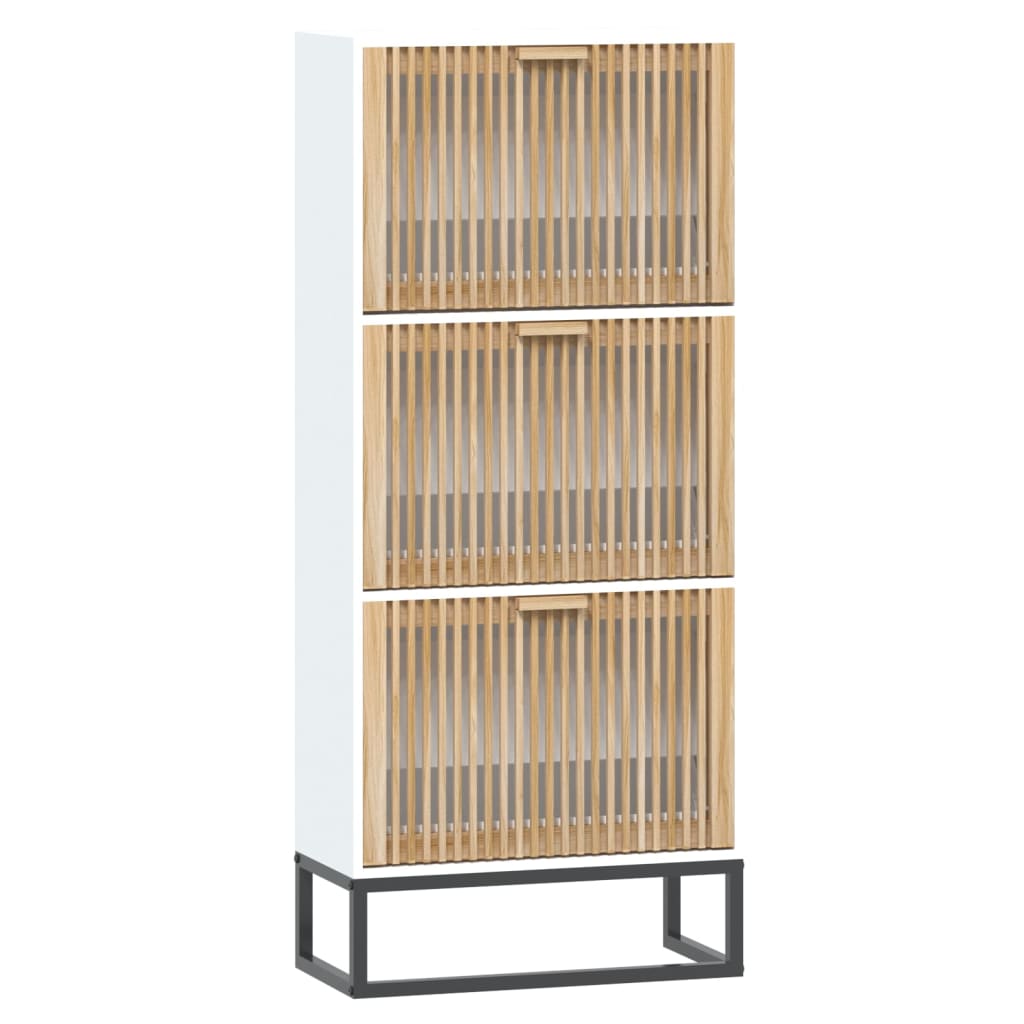 Schoenenkast 52x25x120 cm bewerkt hout wit