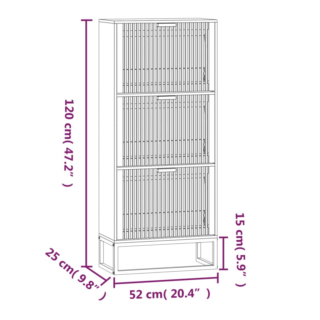 Schoenenkast 52x25x120 cm bewerkt hout wit