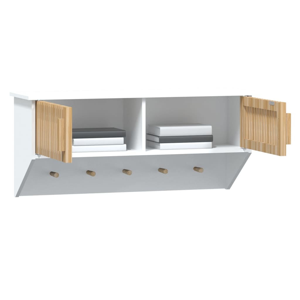 Wandkast met haken 80x24x35,5 cm bewerkt hout