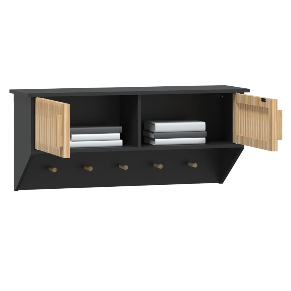 Wandkast met haken 80x24x35,5 cm bewerkt hout