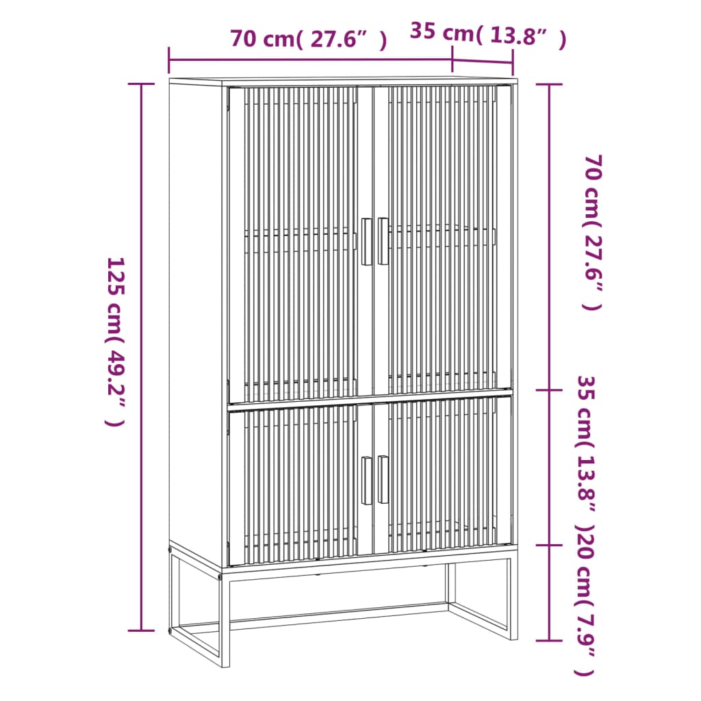 Hoge kast 70x35x125 cm bewerkt hout