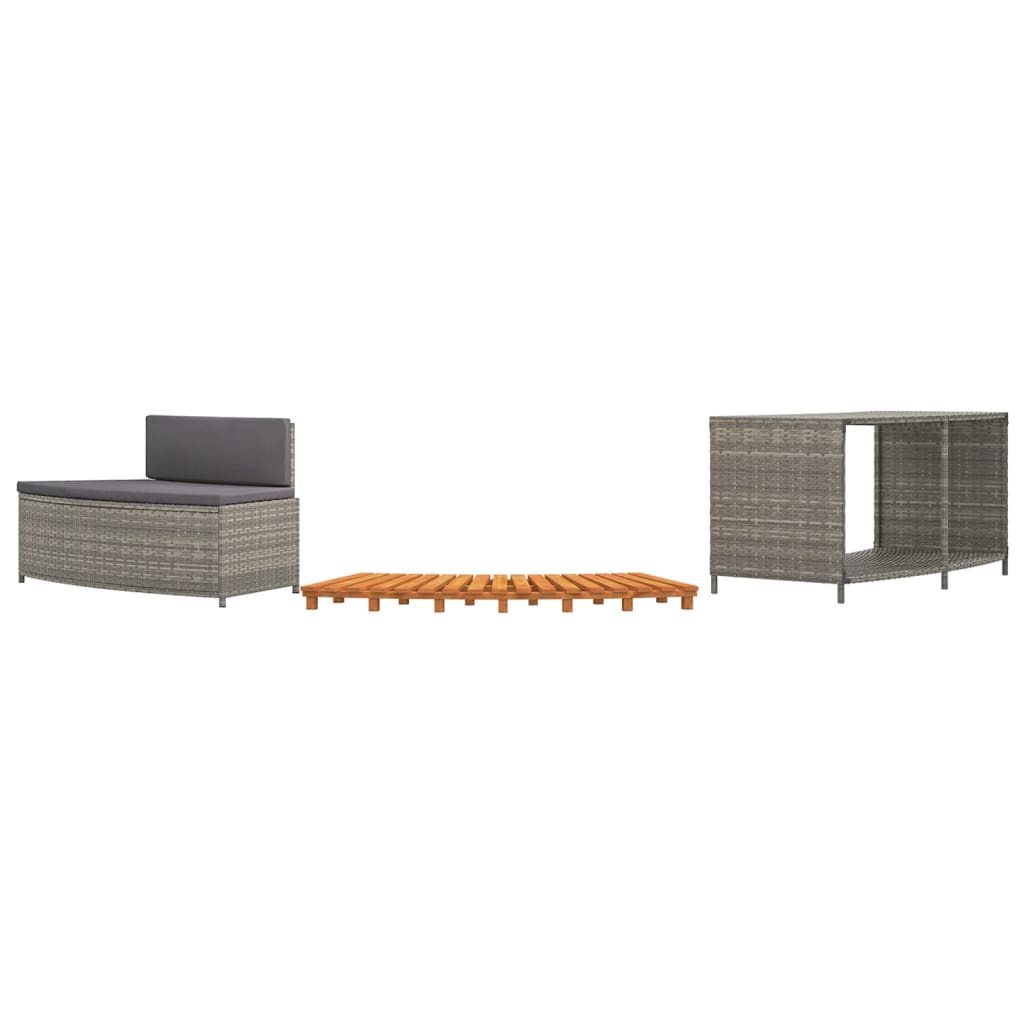 Opbergschappen 2 st poly rattan