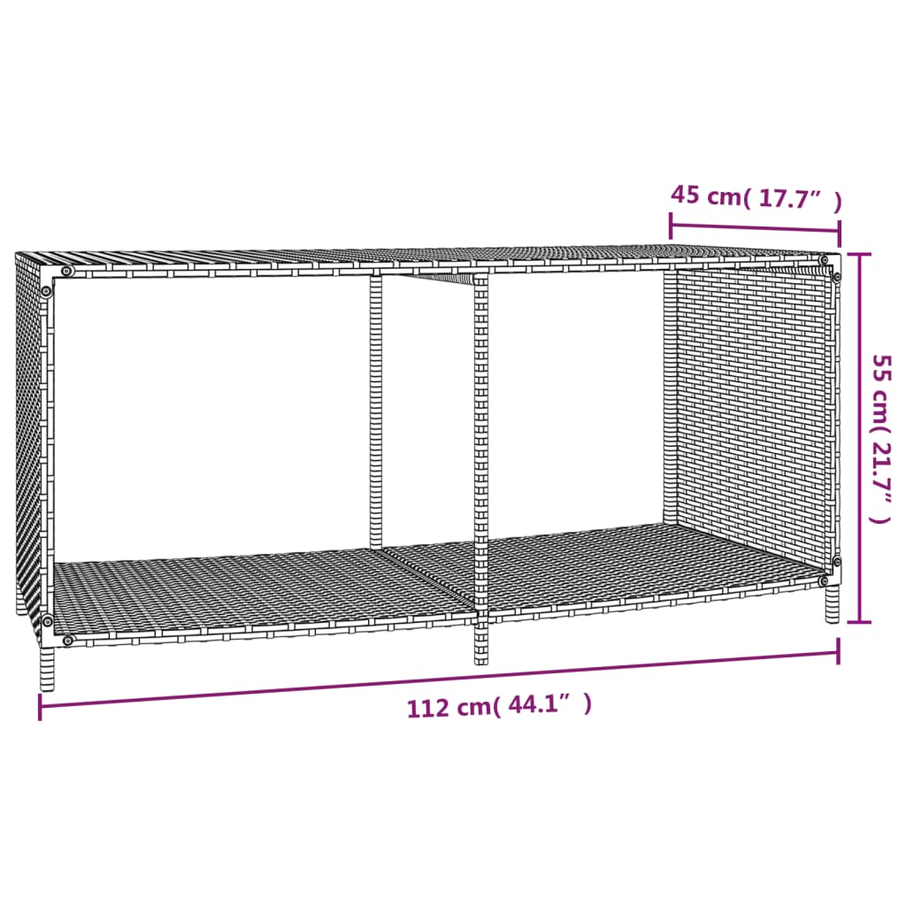 Opbergschappen 2 st poly rattan