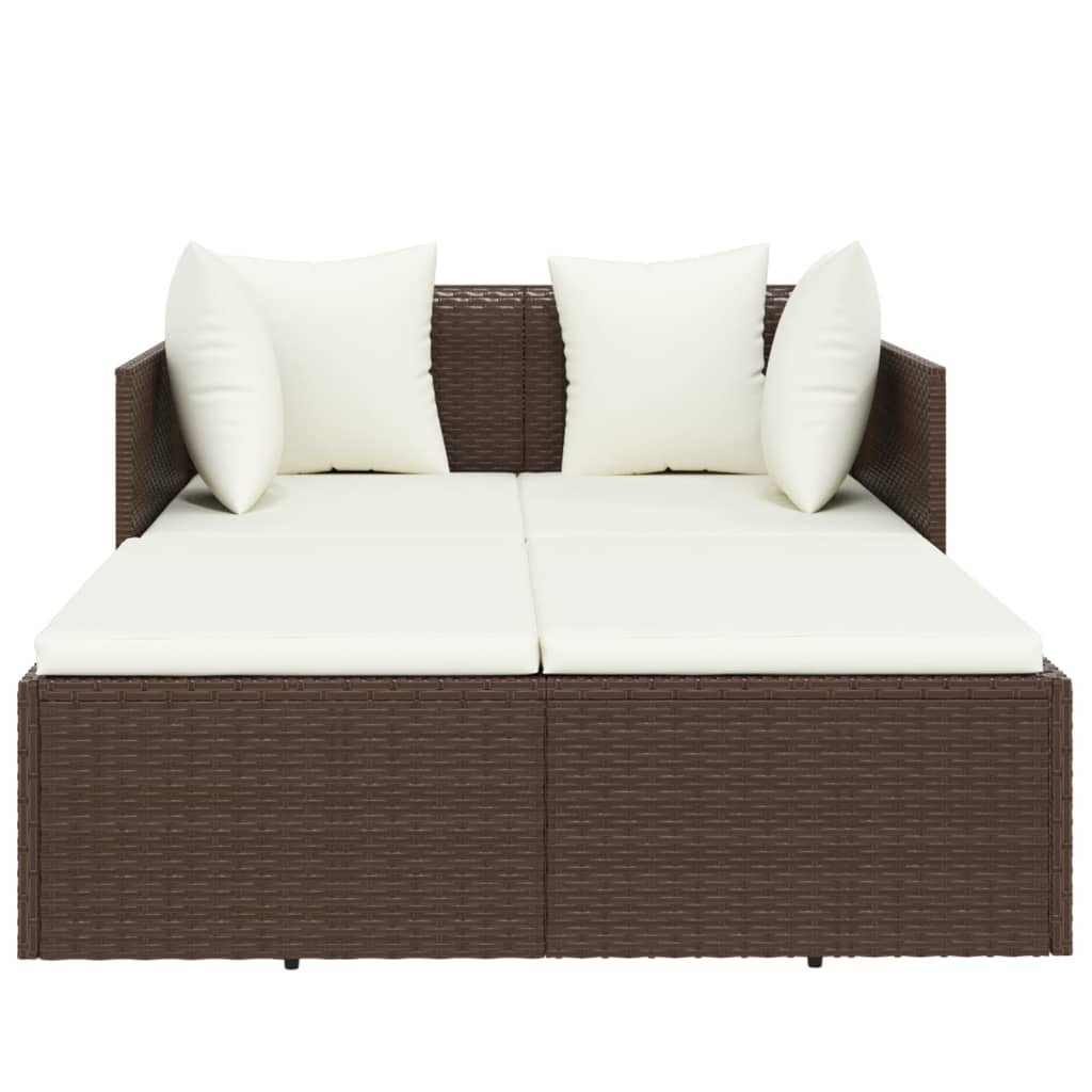 Ligbed met kussens 182x118x63 cm poly rattan