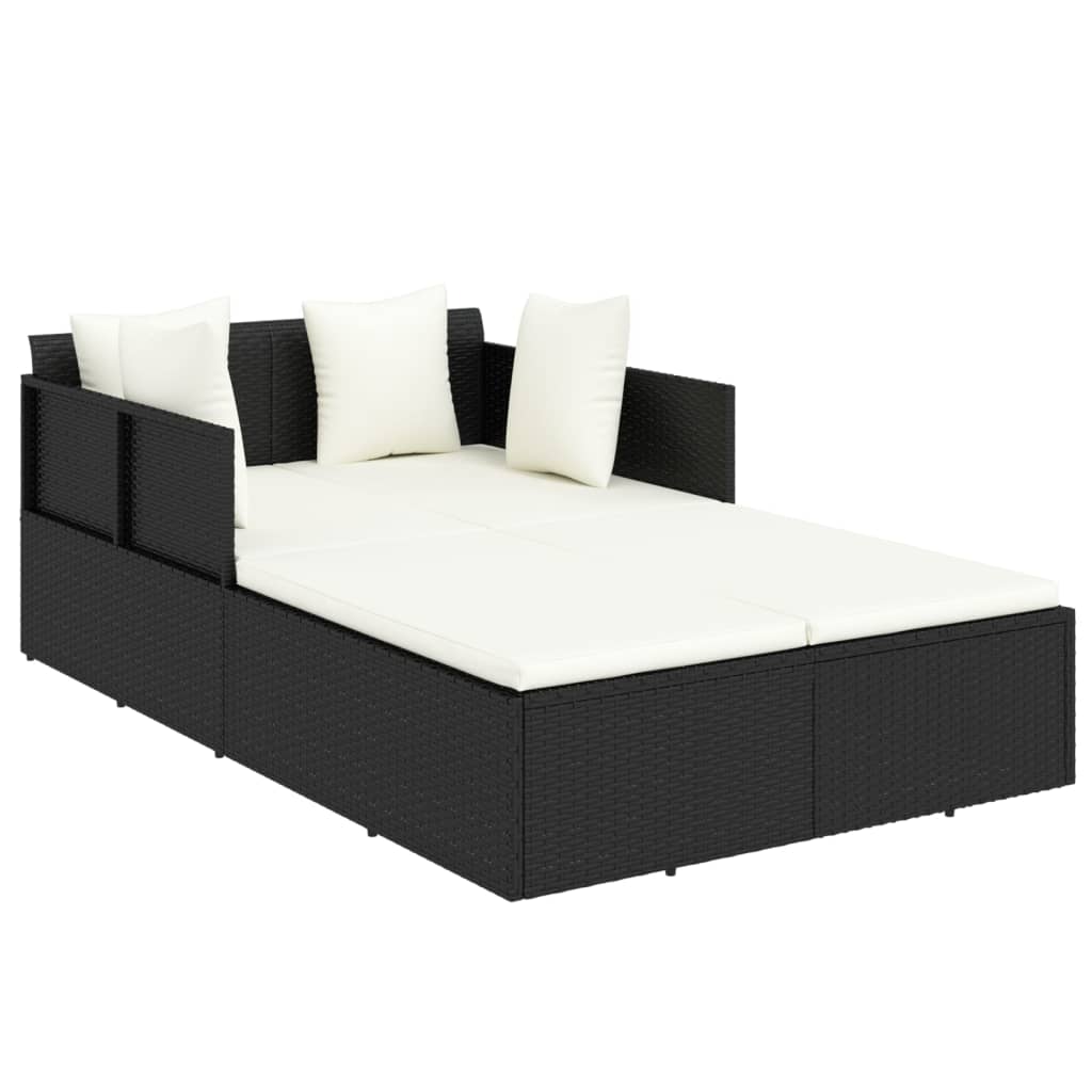 Ligbed met kussens 182x118x63 cm poly rattan