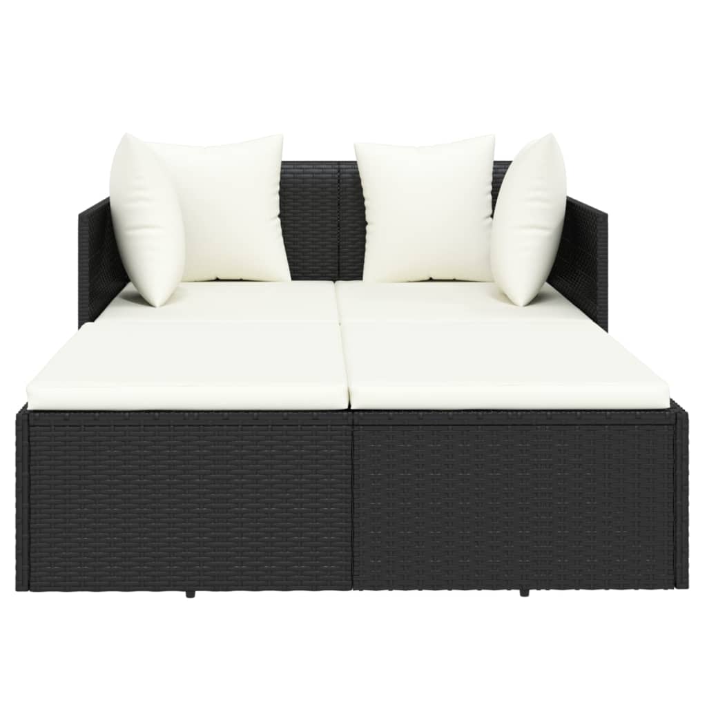 Ligbed met kussens 182x118x63 cm poly rattan