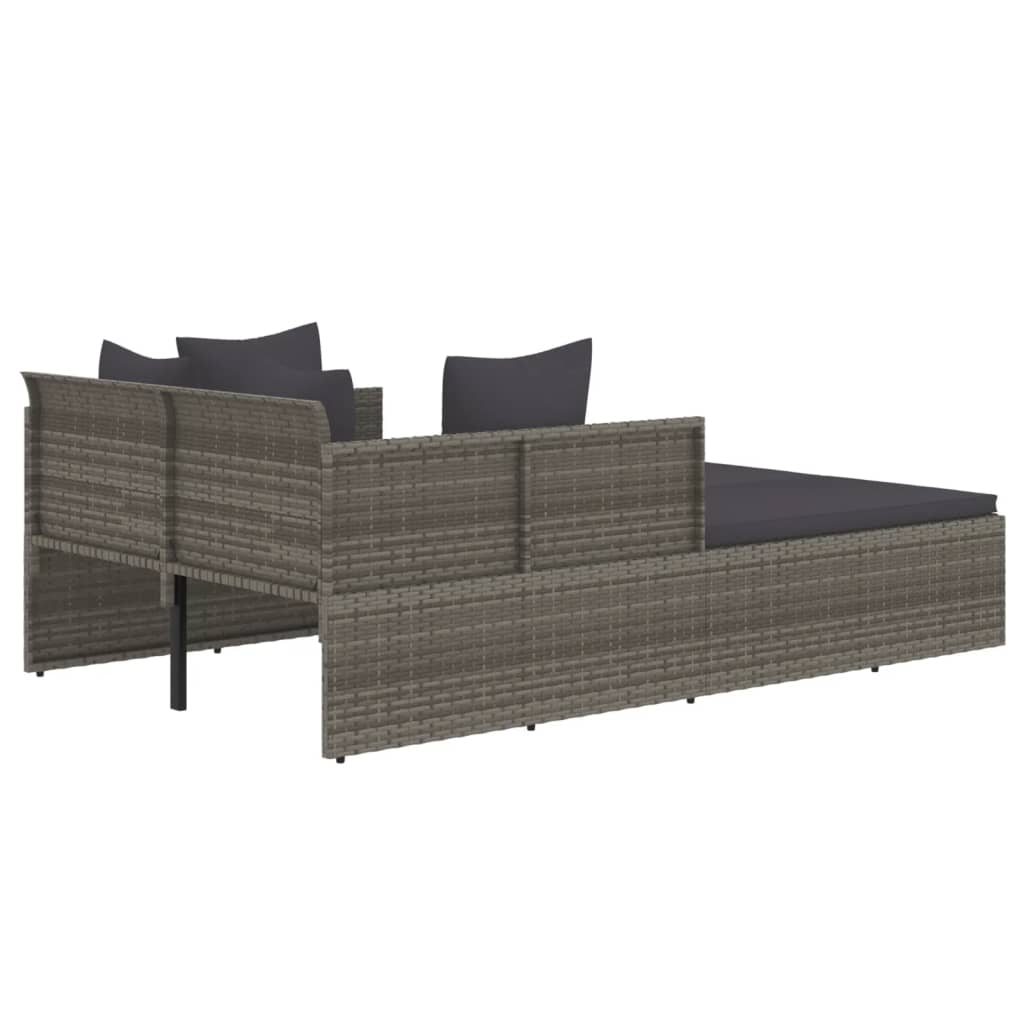 Ligbed met kussens 182x118x63 cm poly rattan