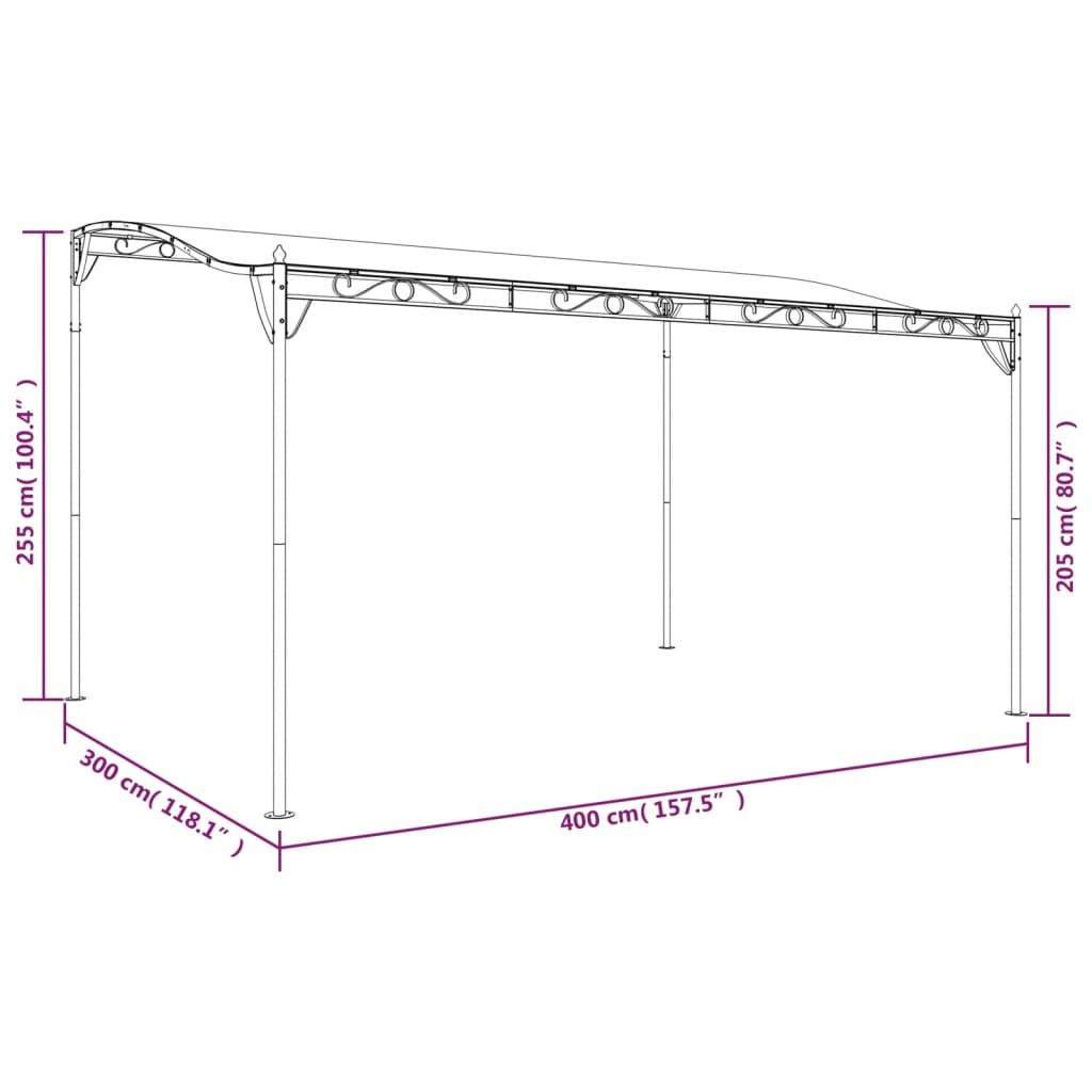 Luifel 4x3 m 180 g/m² stof en staal antracietkleurig