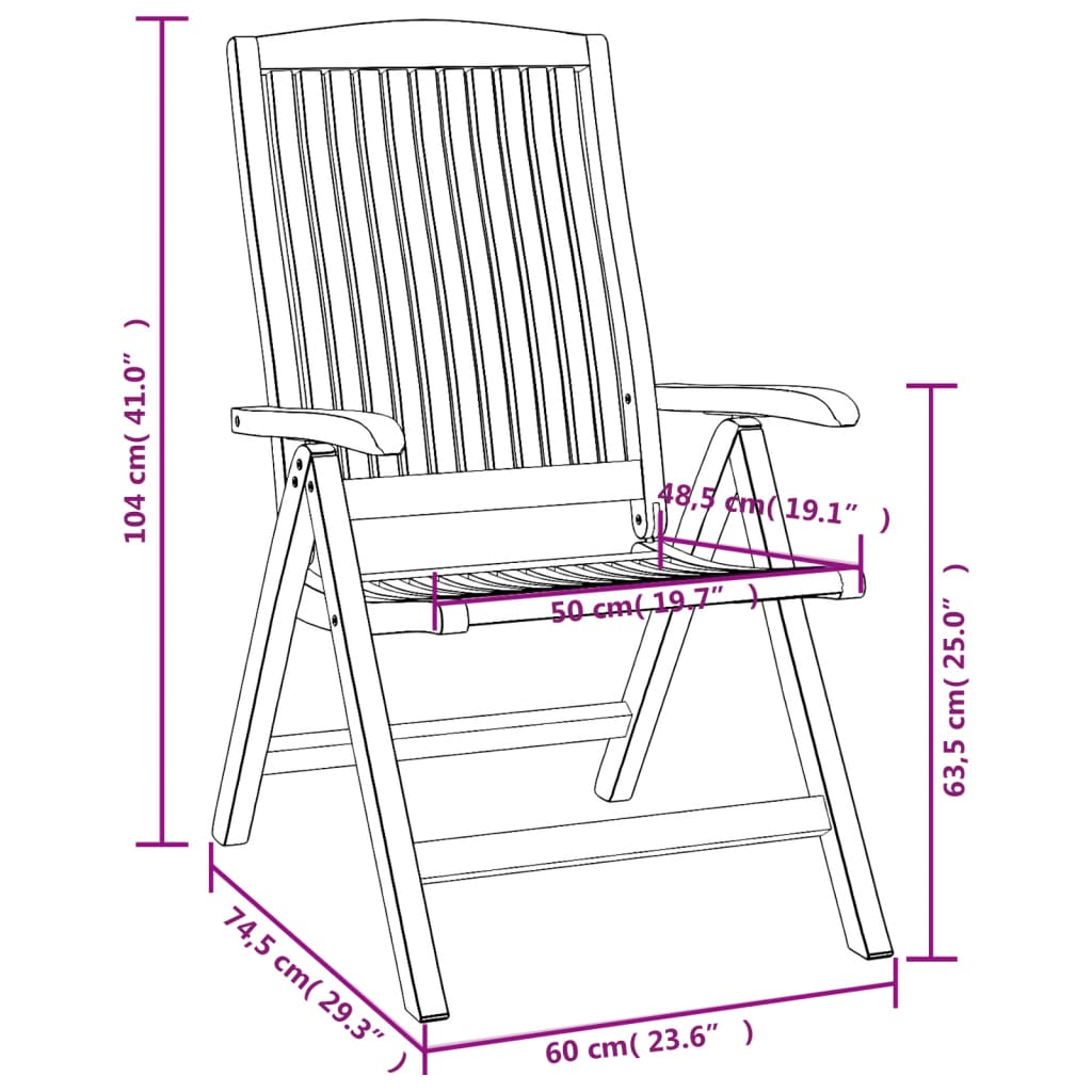 Tuinstoelen 2 st verstelbaar massief teakhout