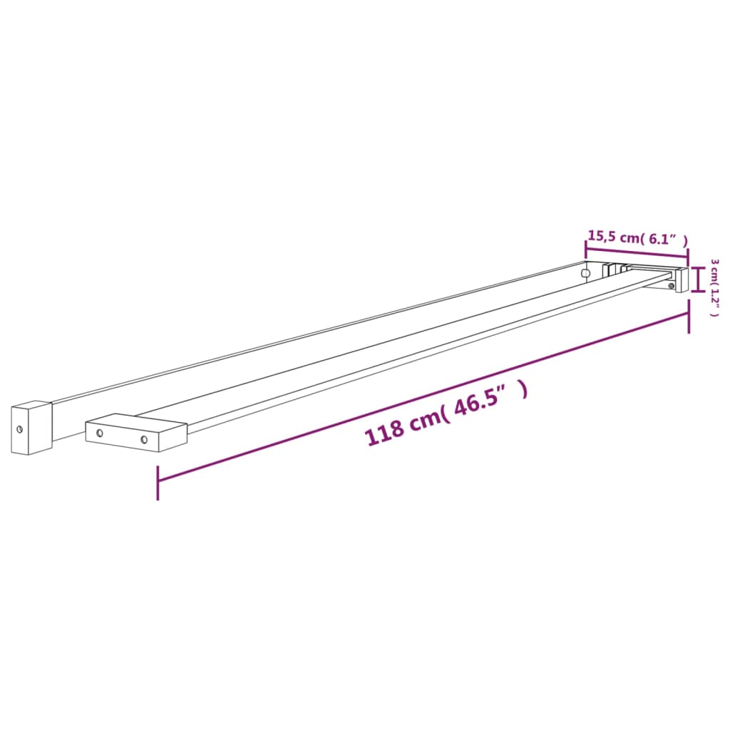 Wandschap voor inloopdouchewand 115 cm aluminium