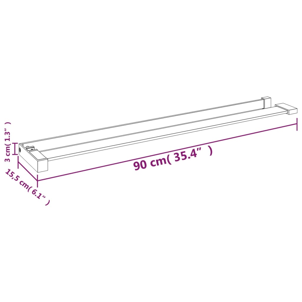 Wandschap voor inloopdouchewand 115 cm aluminium