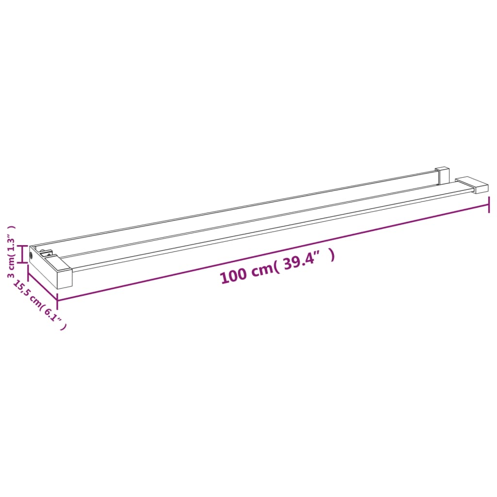 Wandschap voor inloopdouchewand 115 cm aluminium