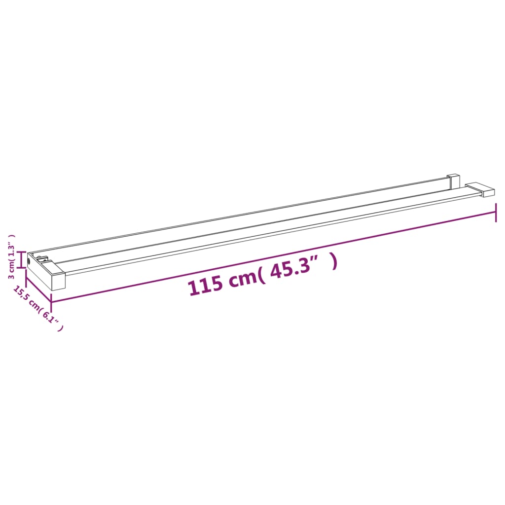 Wandschap voor inloopdouchewand 115 cm aluminium