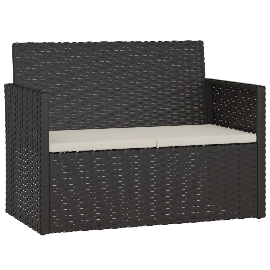 Tuinbank met kussens 105 cm poly rattan grijs