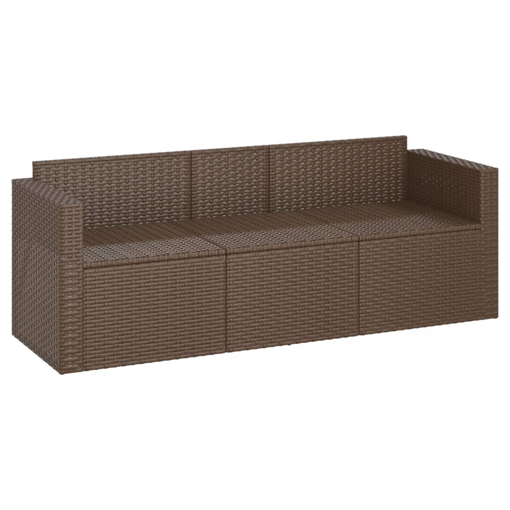 Tuinbank 3-zits met kussens poly rattan grijs