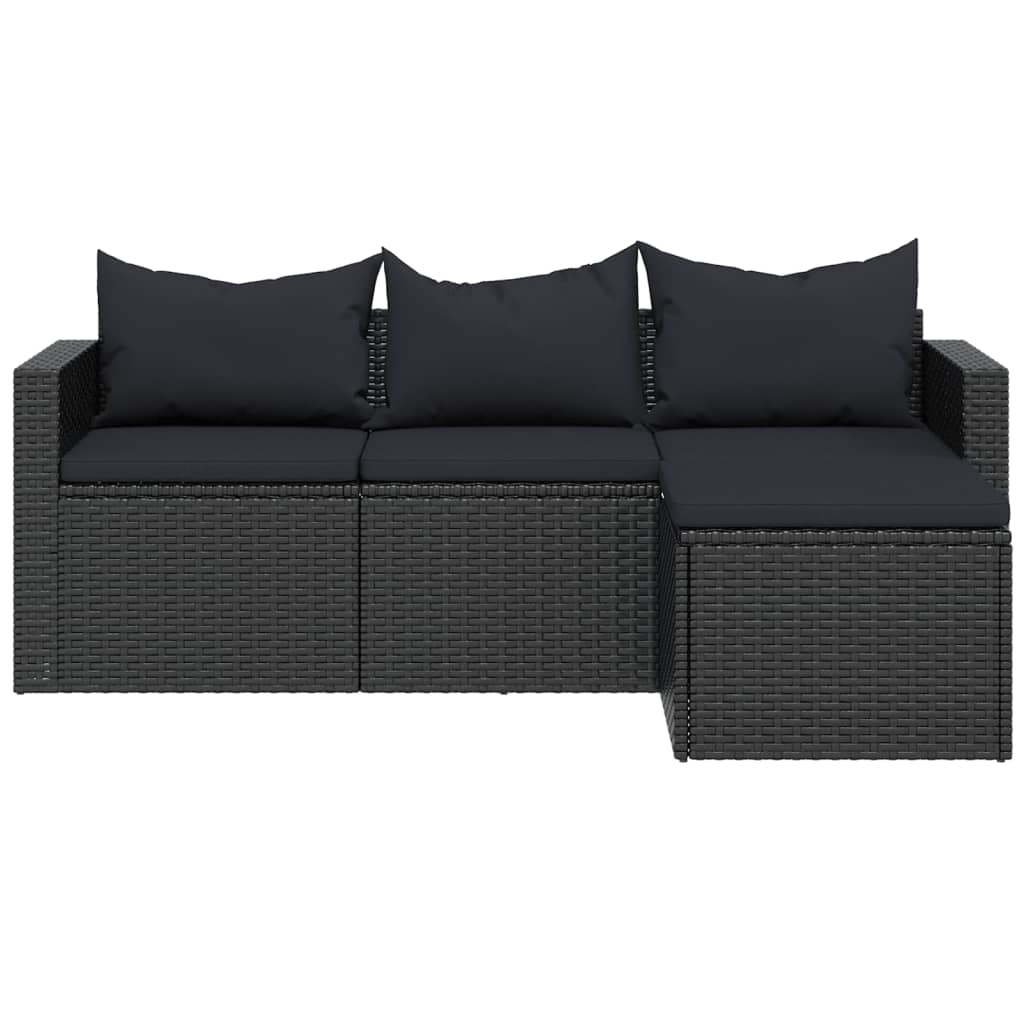 3-delige Loungeset met kussens poly rattan