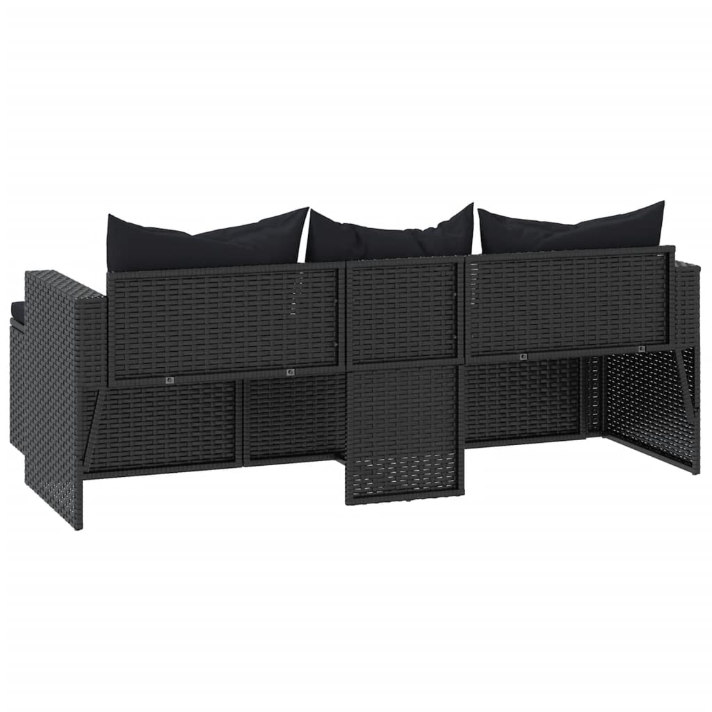 3-delige Loungeset met kussens poly rattan