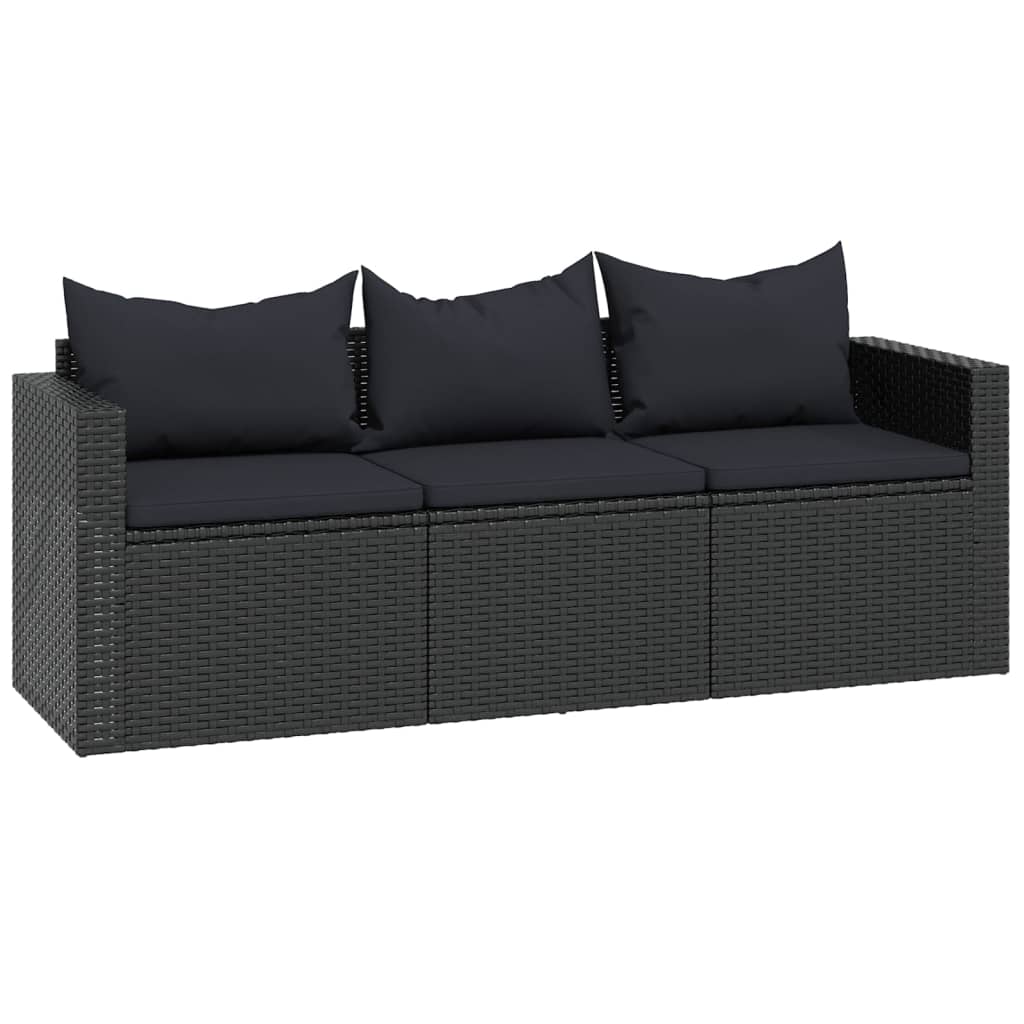 3-delige Loungeset met kussens poly rattan