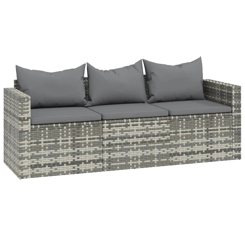 3-delige Loungeset met kussens poly rattan