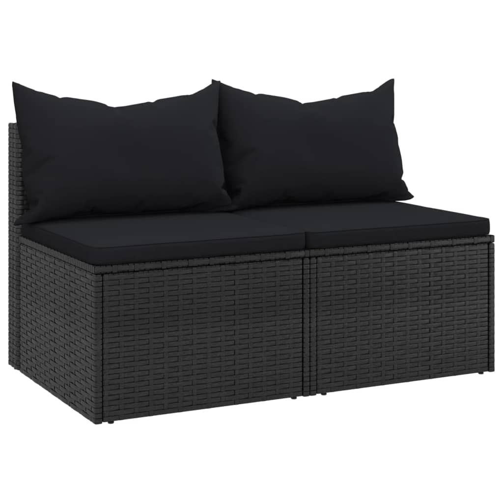 Tuinmiddenbanken met kussens 2 st poly rattan