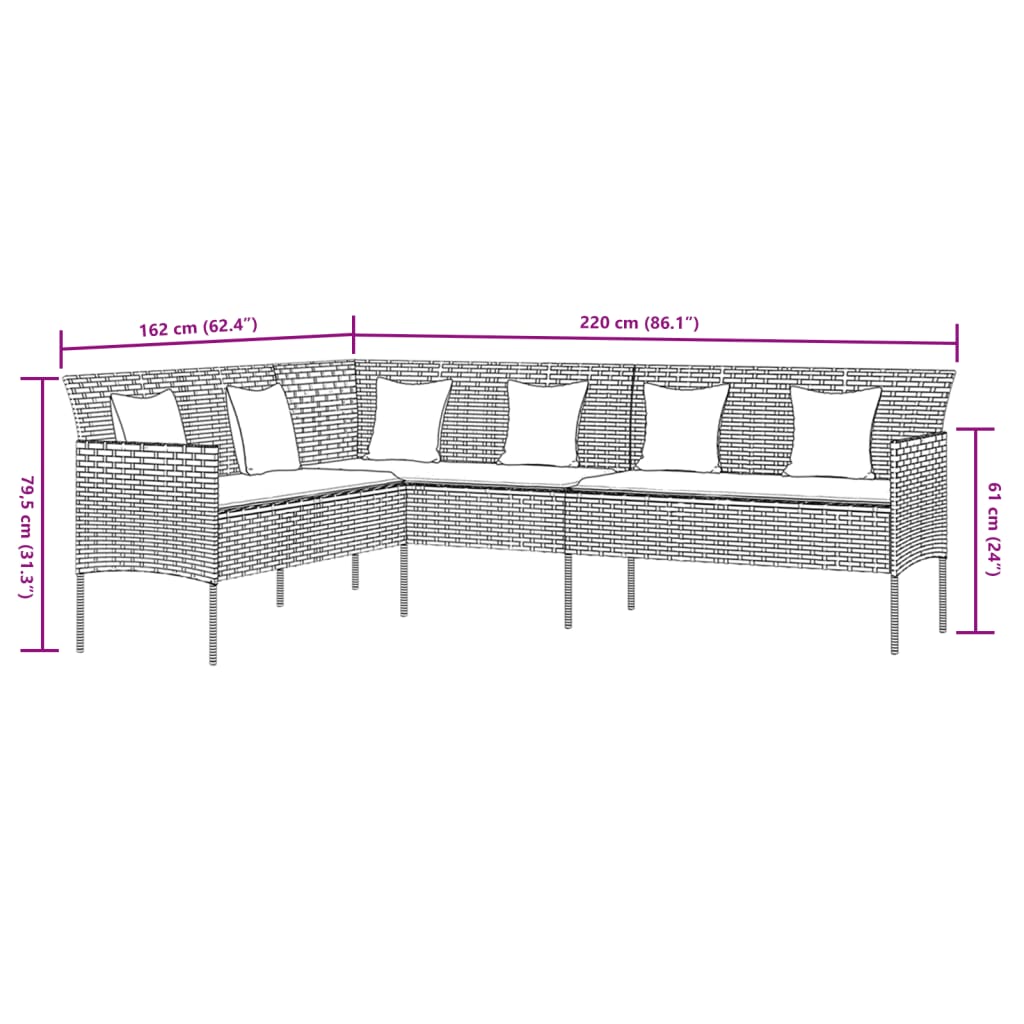 2-delige Tuinset met kussens poly rattan