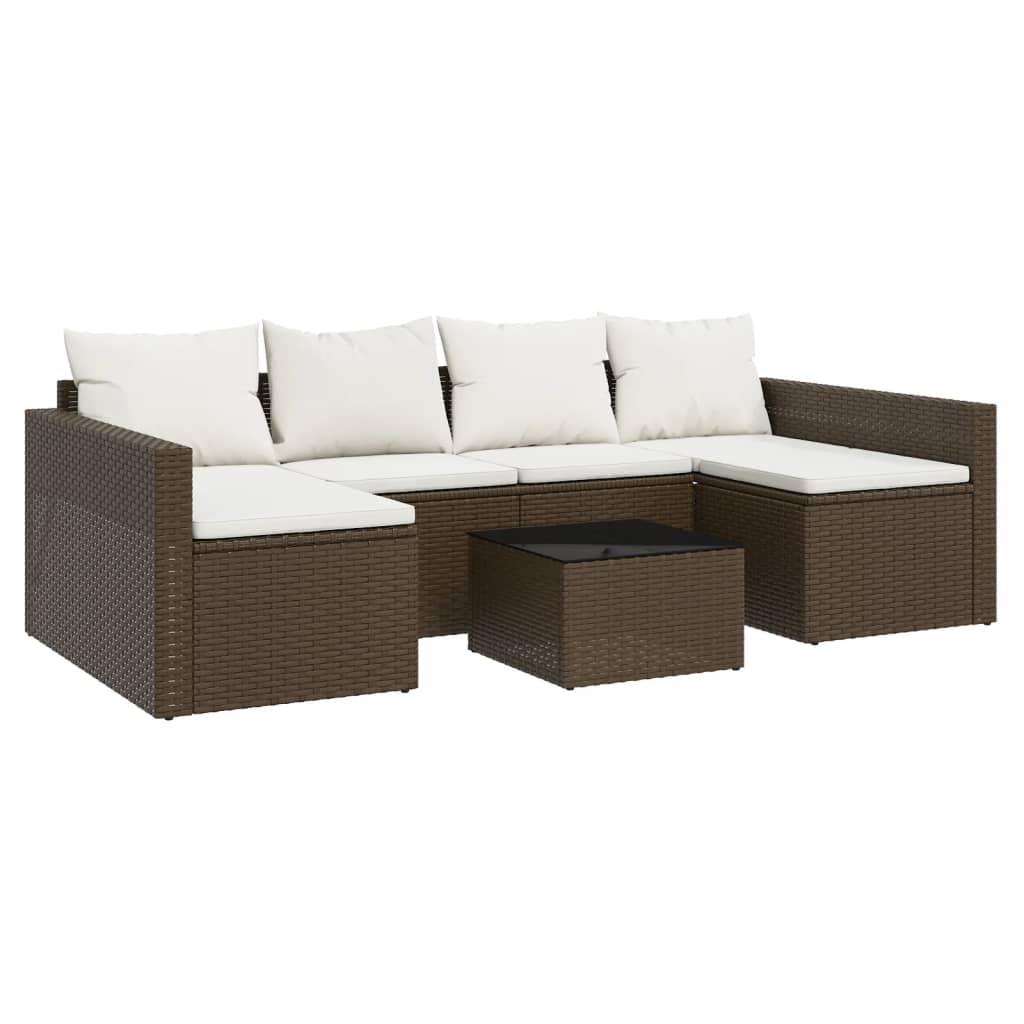 2-delige Loungeset met kussens poly rattan zwart