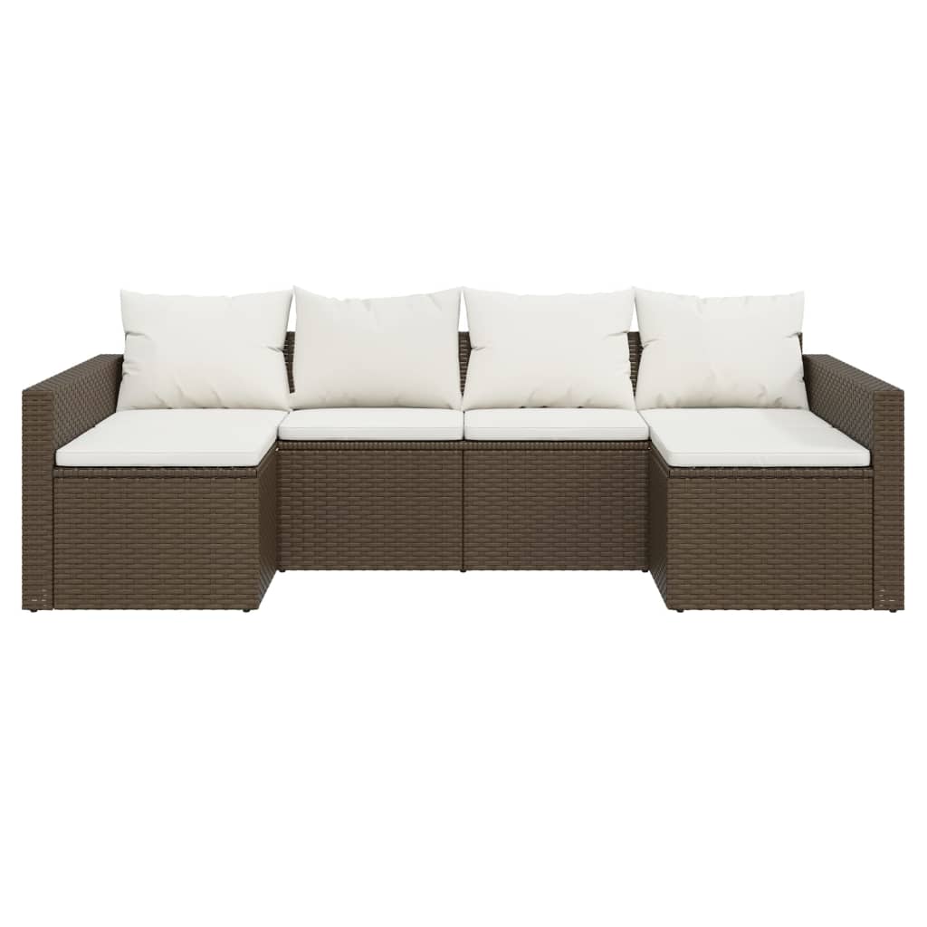 2-delige Loungeset met kussens poly rattan zwart