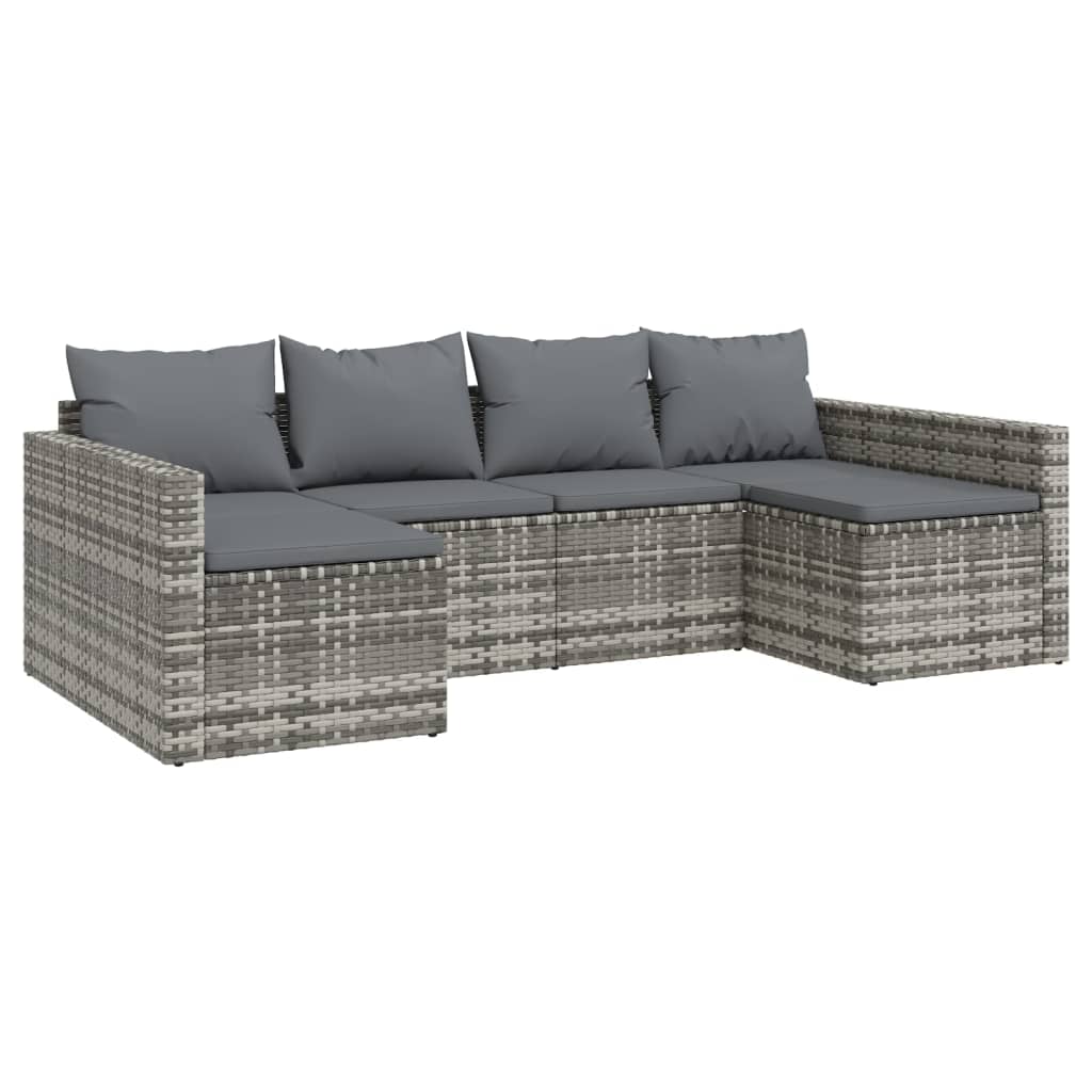 2-delige Loungeset met kussens poly rattan zwart