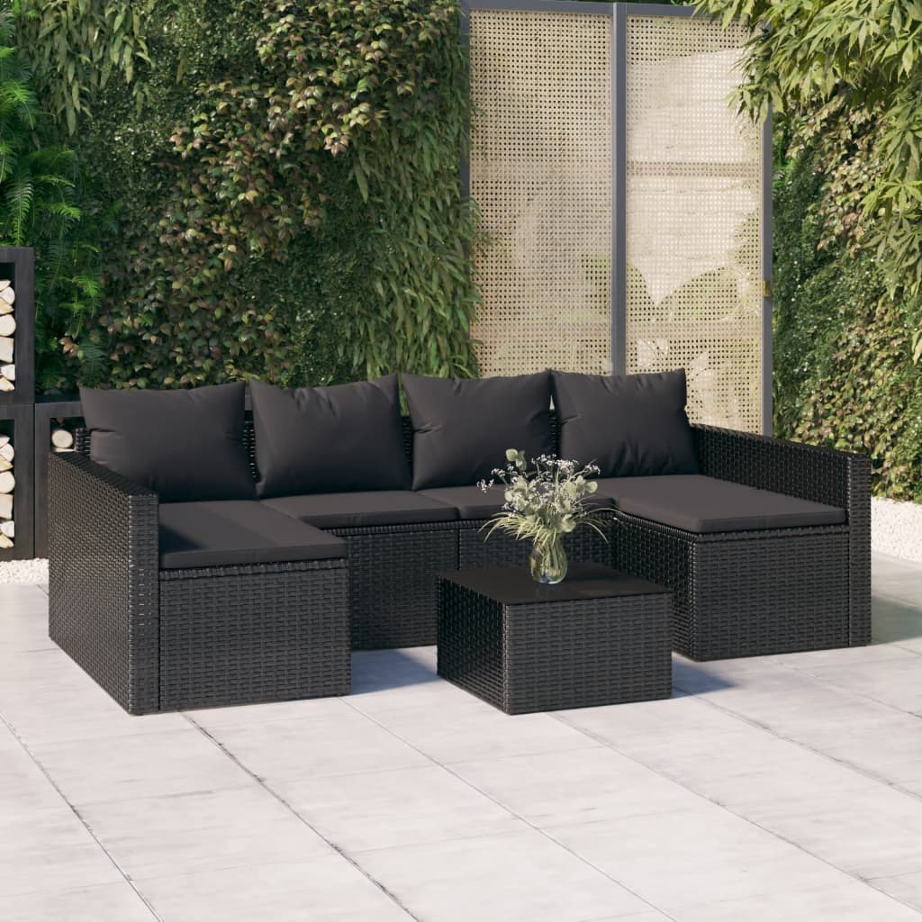 2-delige Loungeset met kussens poly rattan