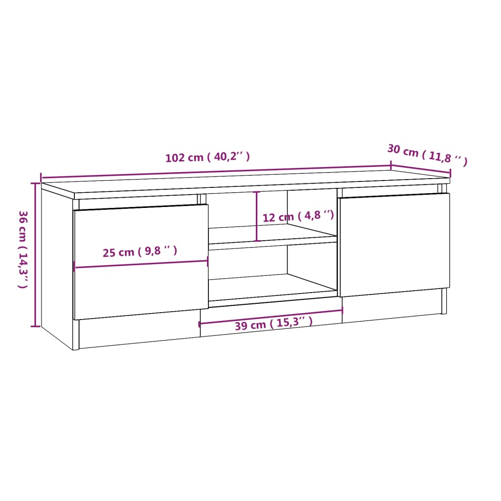 Tv-meubel met deur 102x30x36 cm