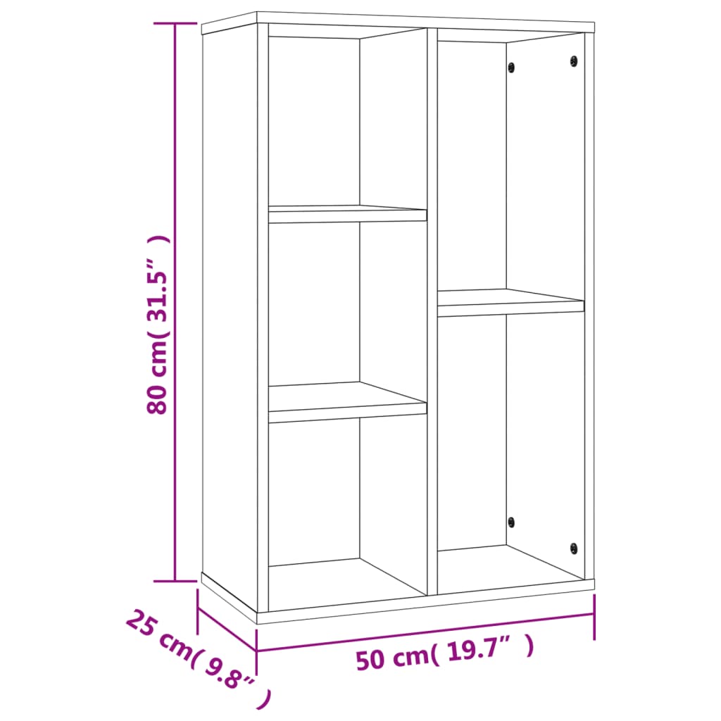 Boekenkast/dressoir 50x25x80 cm bewerkt hout