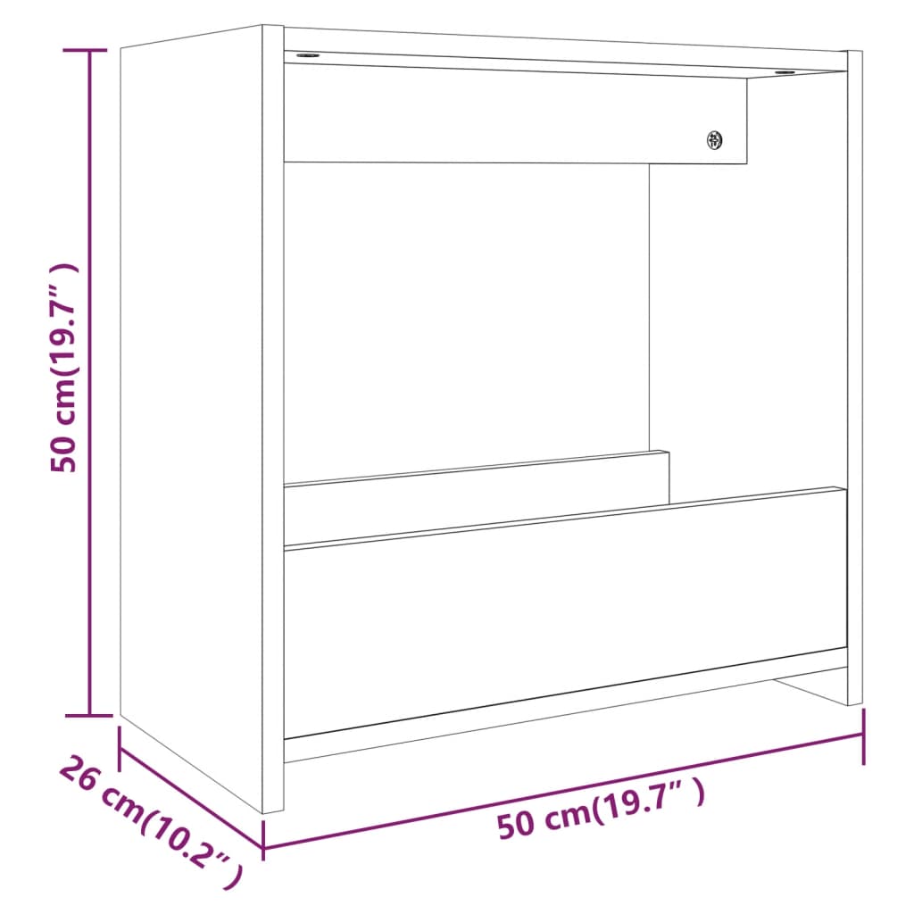 Bijzettafel 50x26x50 cm bewerkt hout