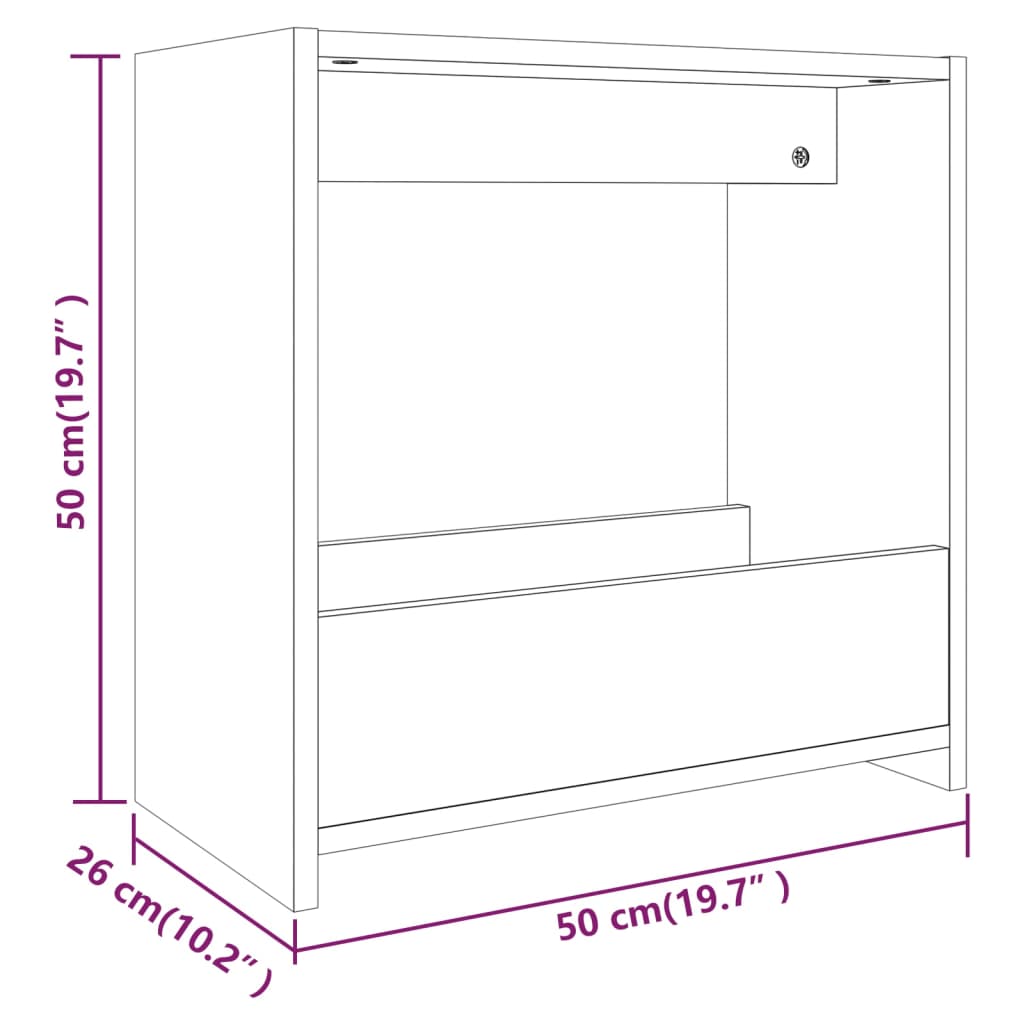 Bijzettafel 50x26x50 cm bewerkt hout eikenkleurig