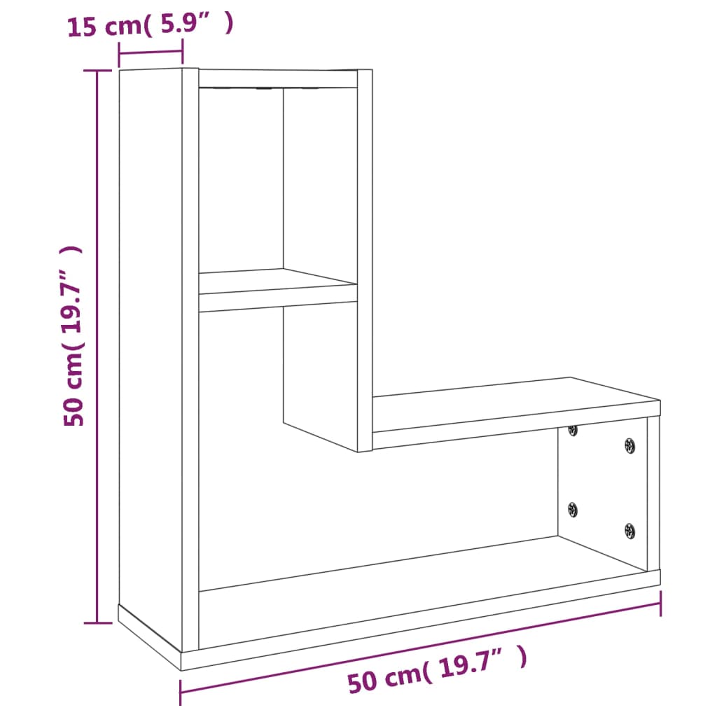 Wandschappen 2 st 50x15x50 cm bewerkt hout