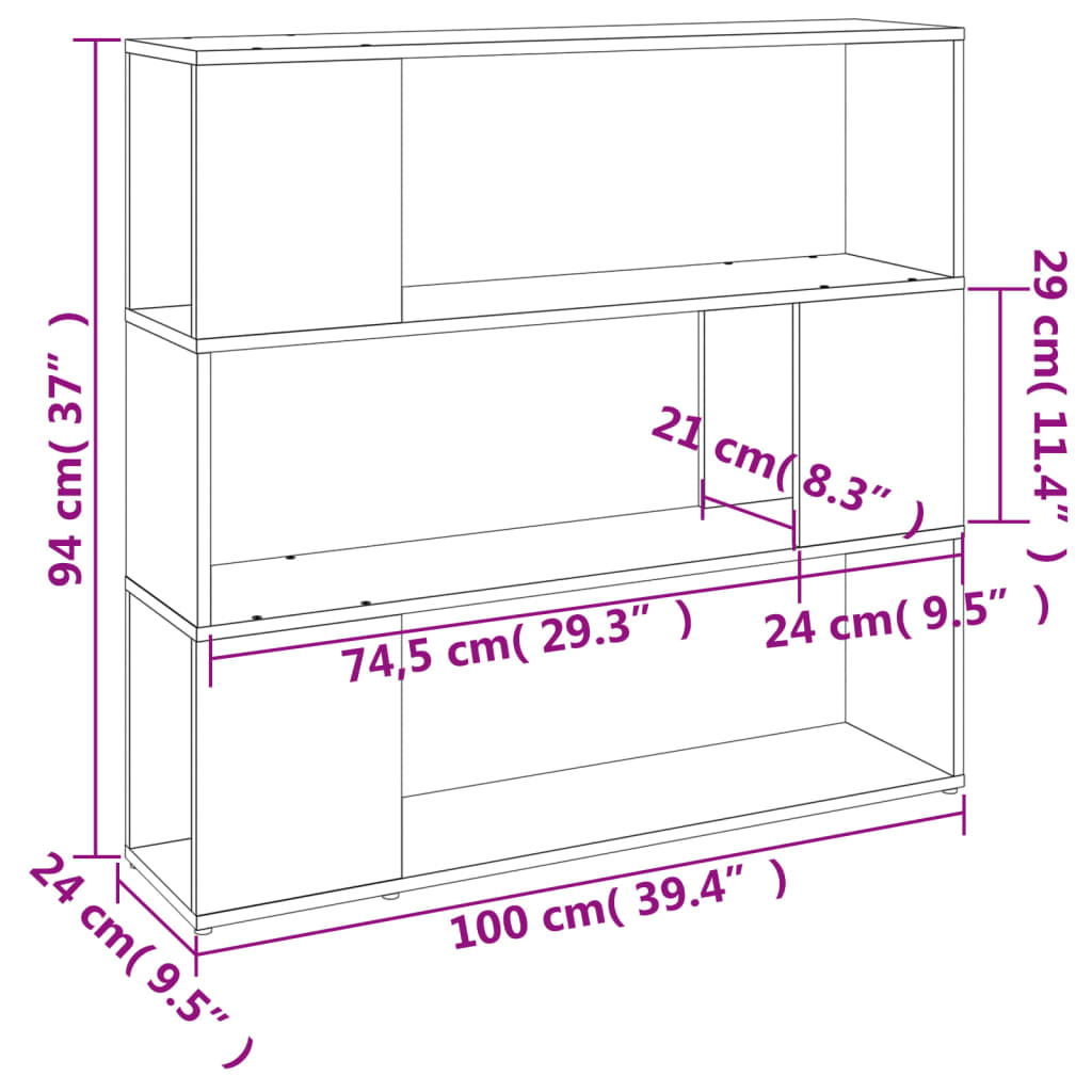 Boekenkast/kamerscherm 100x24x94 cm