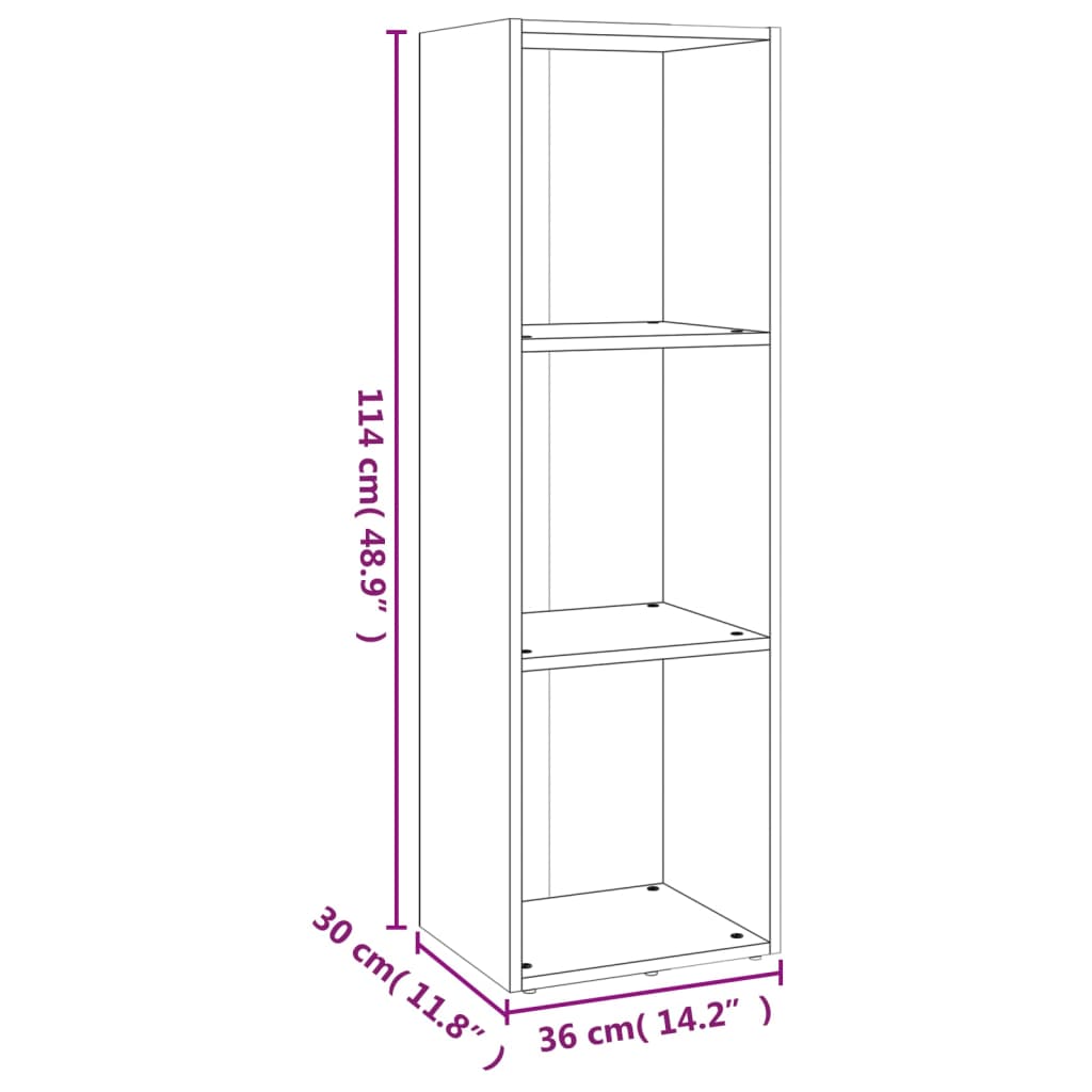 Boekenkast/tv-meubel 36x30x114 cm hout grijs sonoma eiken