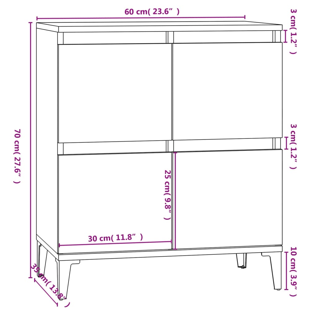 Dressoir 60x35x70 cm bewerkt hout