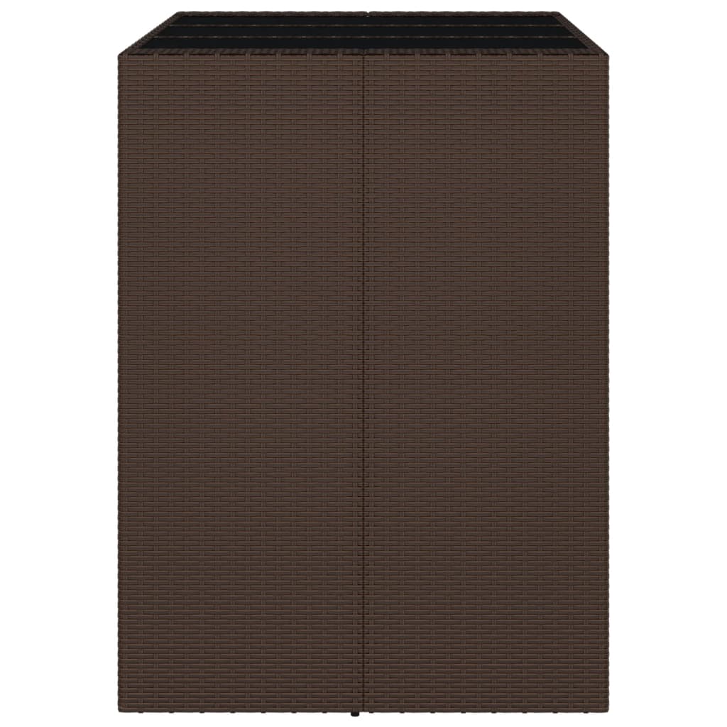 Bartafel met glazen blad 185x80x110 cm poly rattan