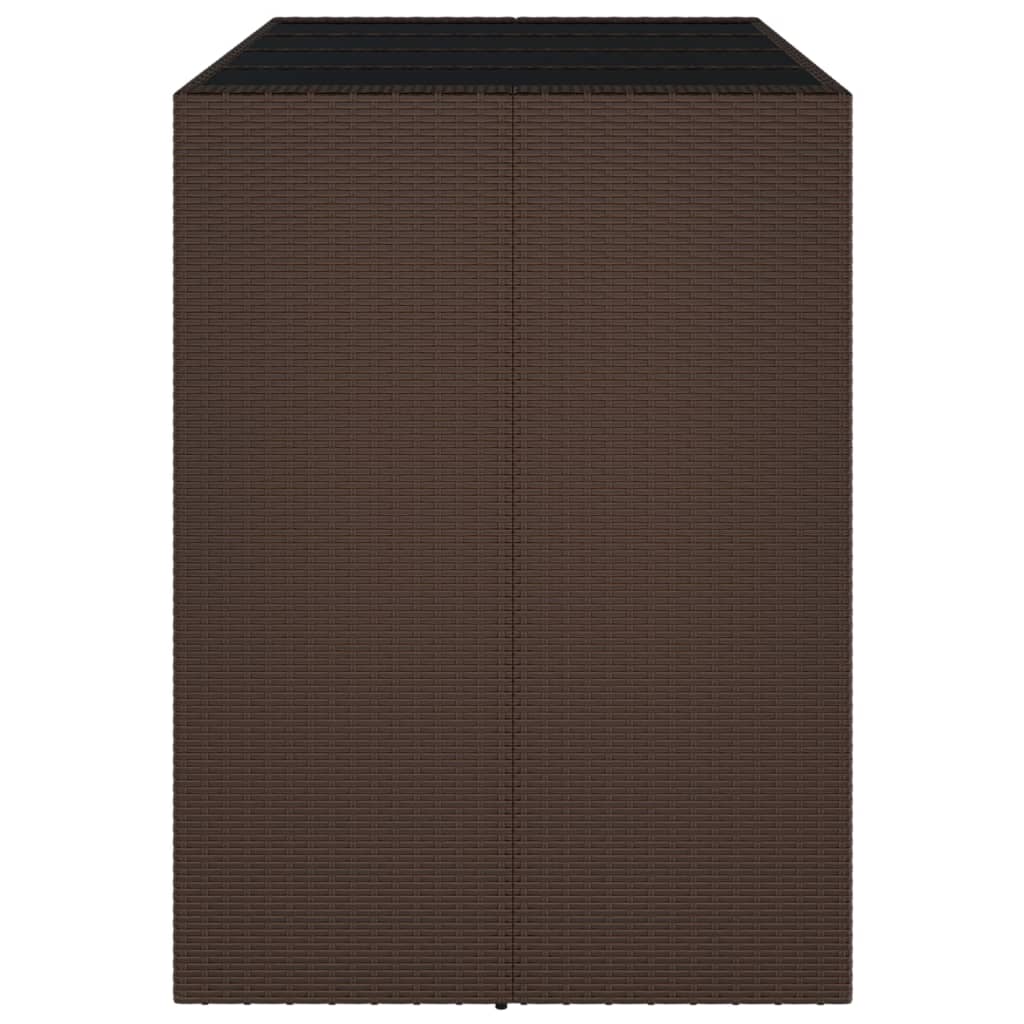 Bartafel met glazen blad 185x80x110 cm poly rattan