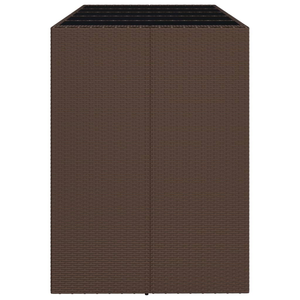 Bartafel met glazen blad 185x80x110 cm poly rattan