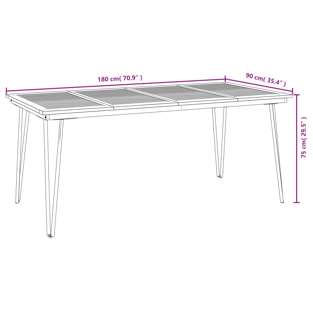 Tuintafel met haarspeldpoten 140x80x75 cm massief acaciahout