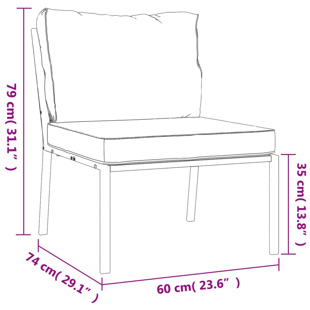 Tuinstoelen met grijze kussens 2 st 60x74x79 cm staal