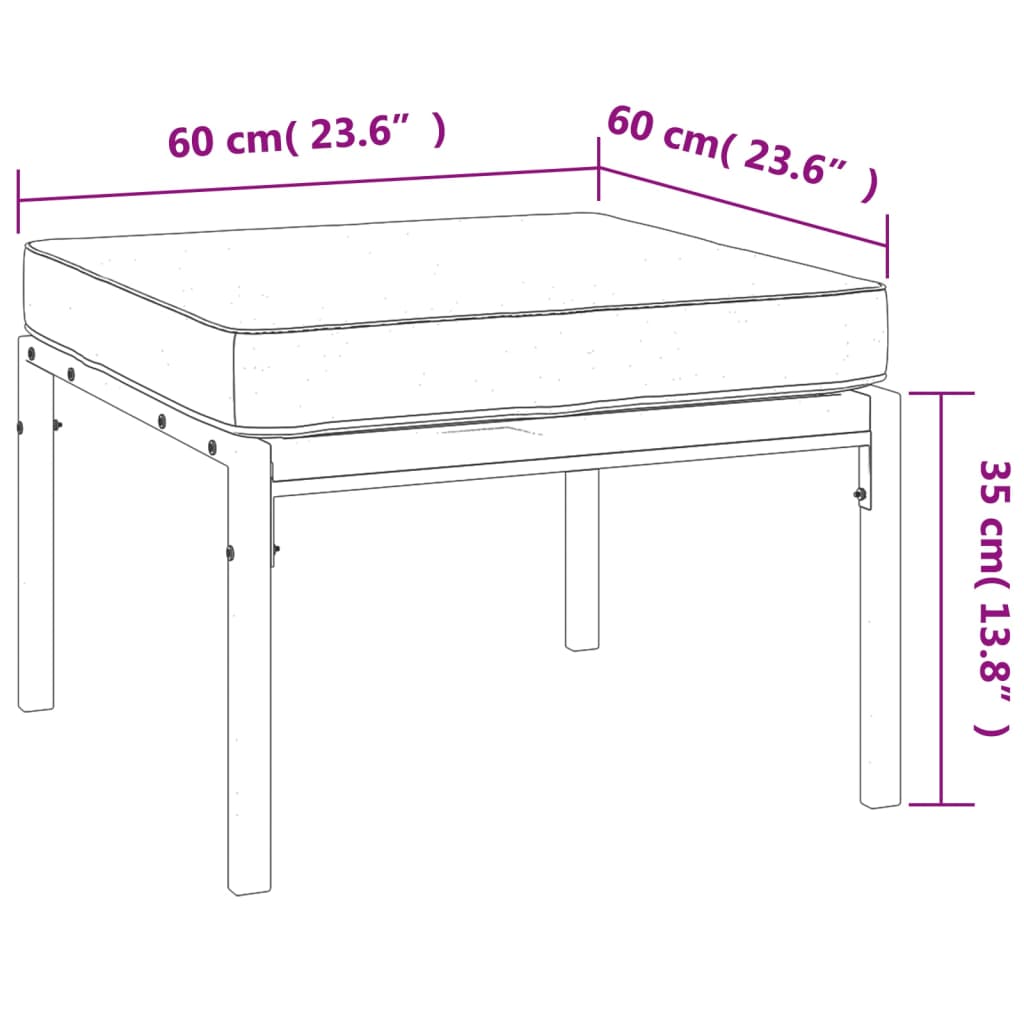 Tuinvoetenbanken met zandkleur kussens 2 st 60x60x35 cm staal