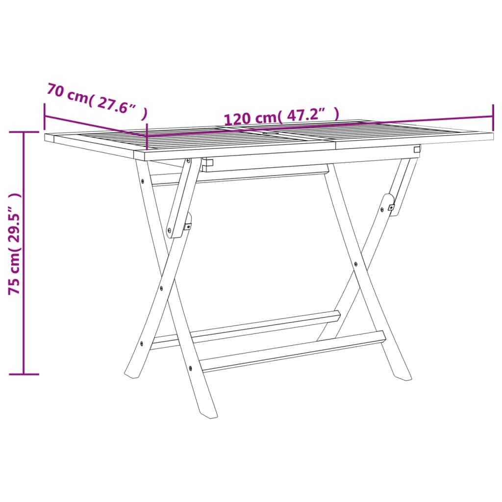 Tuintafel inklapbaar 120x70x75 cm massief teakhout