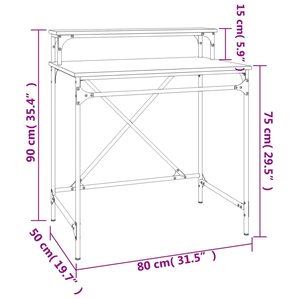 Bureau 80x50x90 cm bewerkt hout en ijzer