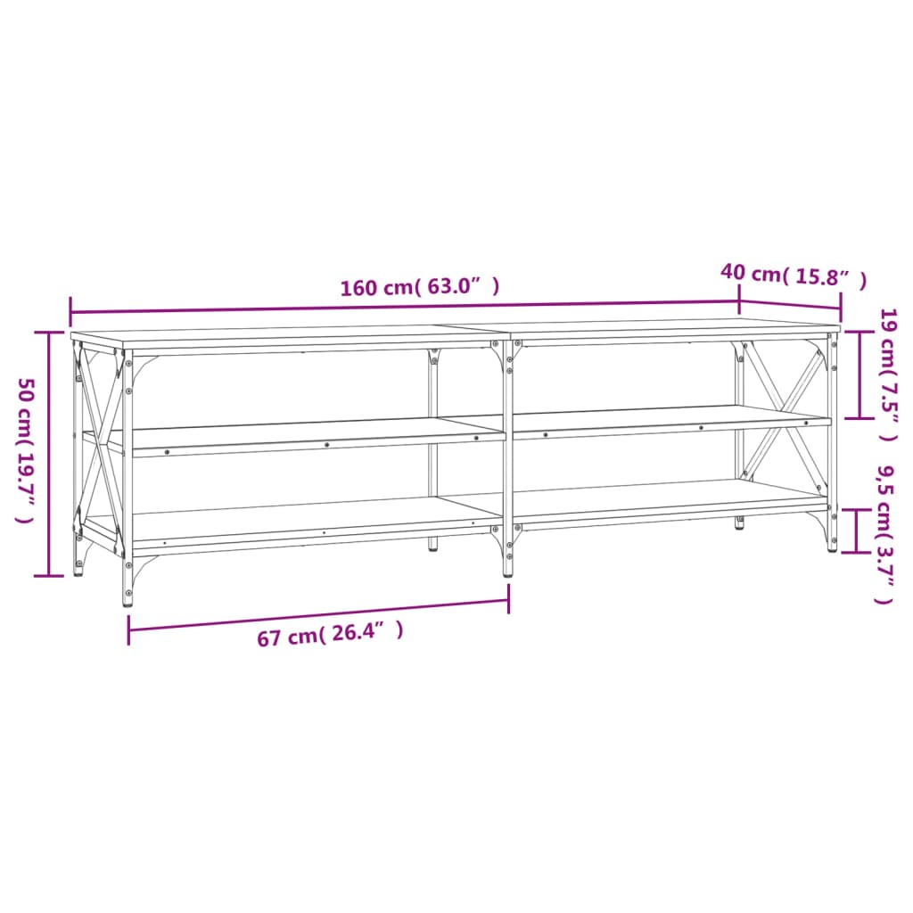 Tv-meubel 160x40x50 cm bewerkt hout eikenkleurig