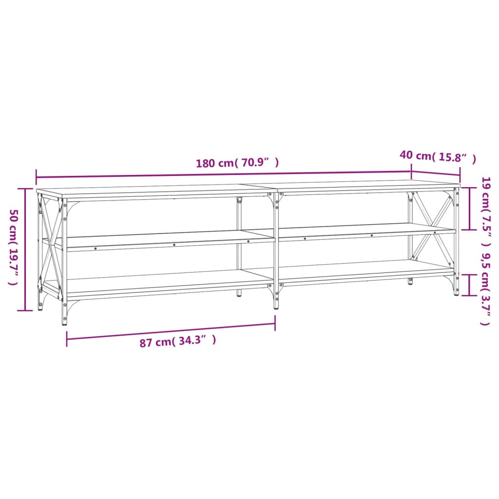 Tv-meubel 180x40x50 cm bewerkt hout eikenkleurig