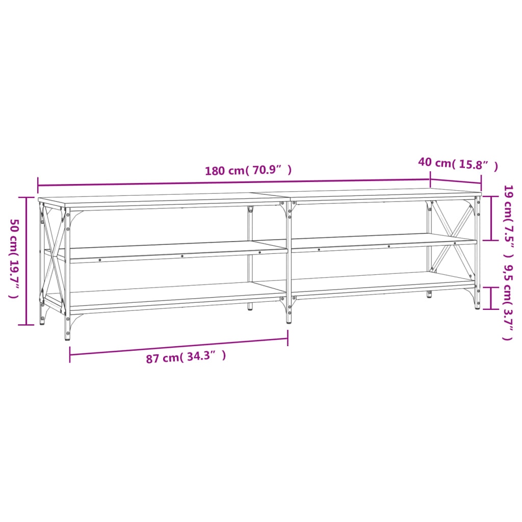 Tv-meubel 180x40x50 cm bewerkt hout eikenkleurig