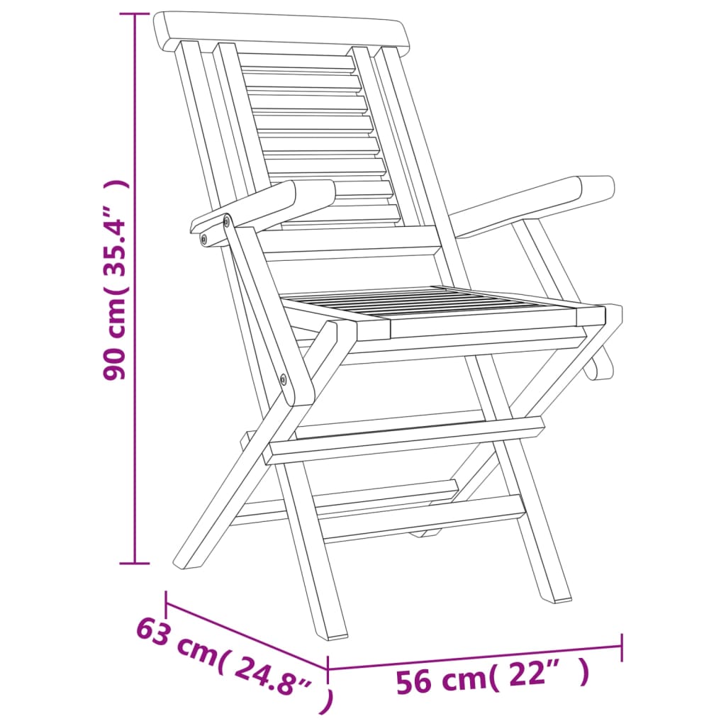 Tuinstoelen inklapbaar 6 st 47x63x90 cm massief teakhout